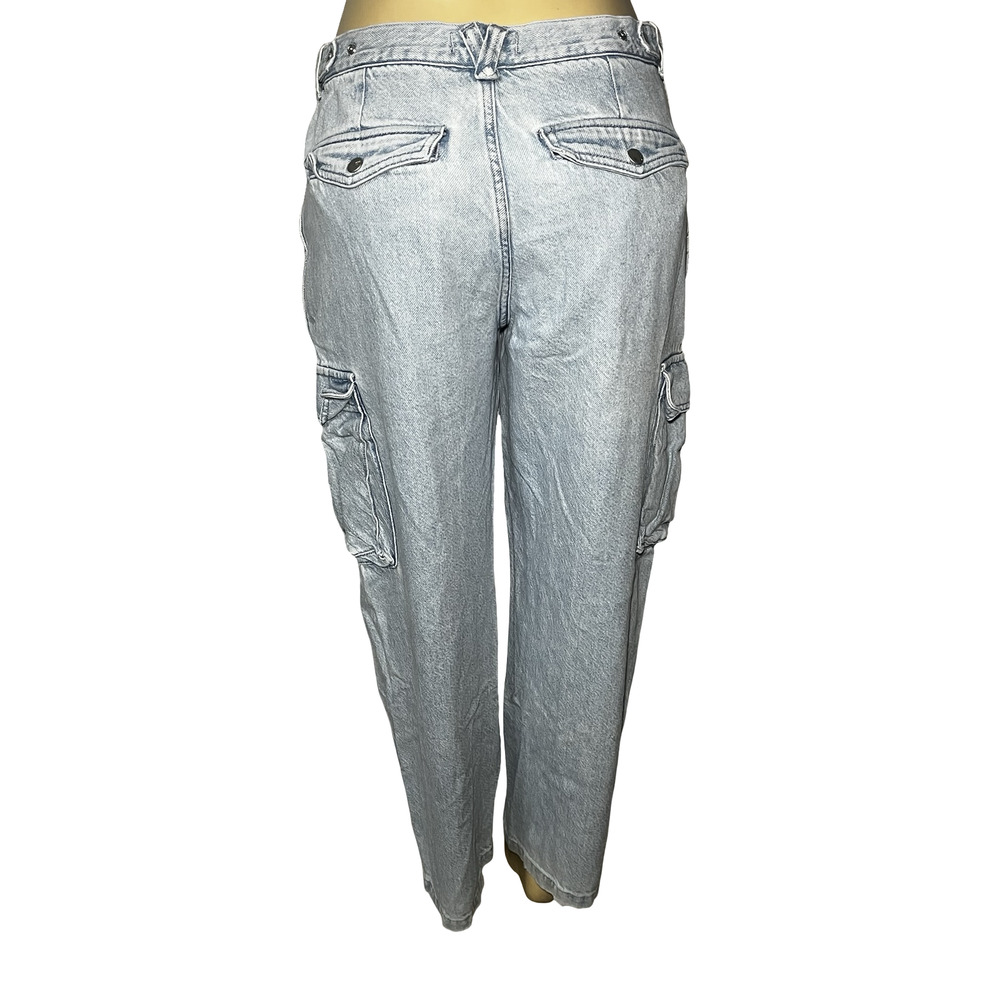 Madewell Jeans Womens 29 Light‎ Wash Blue Low-Slung Cargo Denim Tapered Leg - Picture 3 of 14
